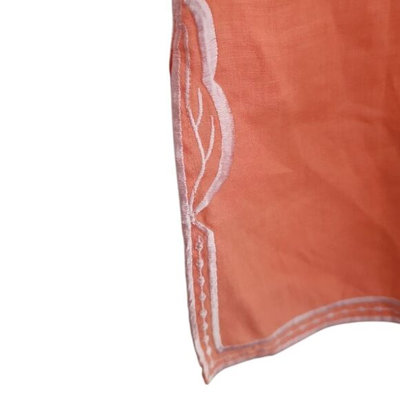 Sunny Leigh Linen Boho Embroidered Tunic Top Peach Sz M Kurta Style Resortwear - Picture 6 of 16